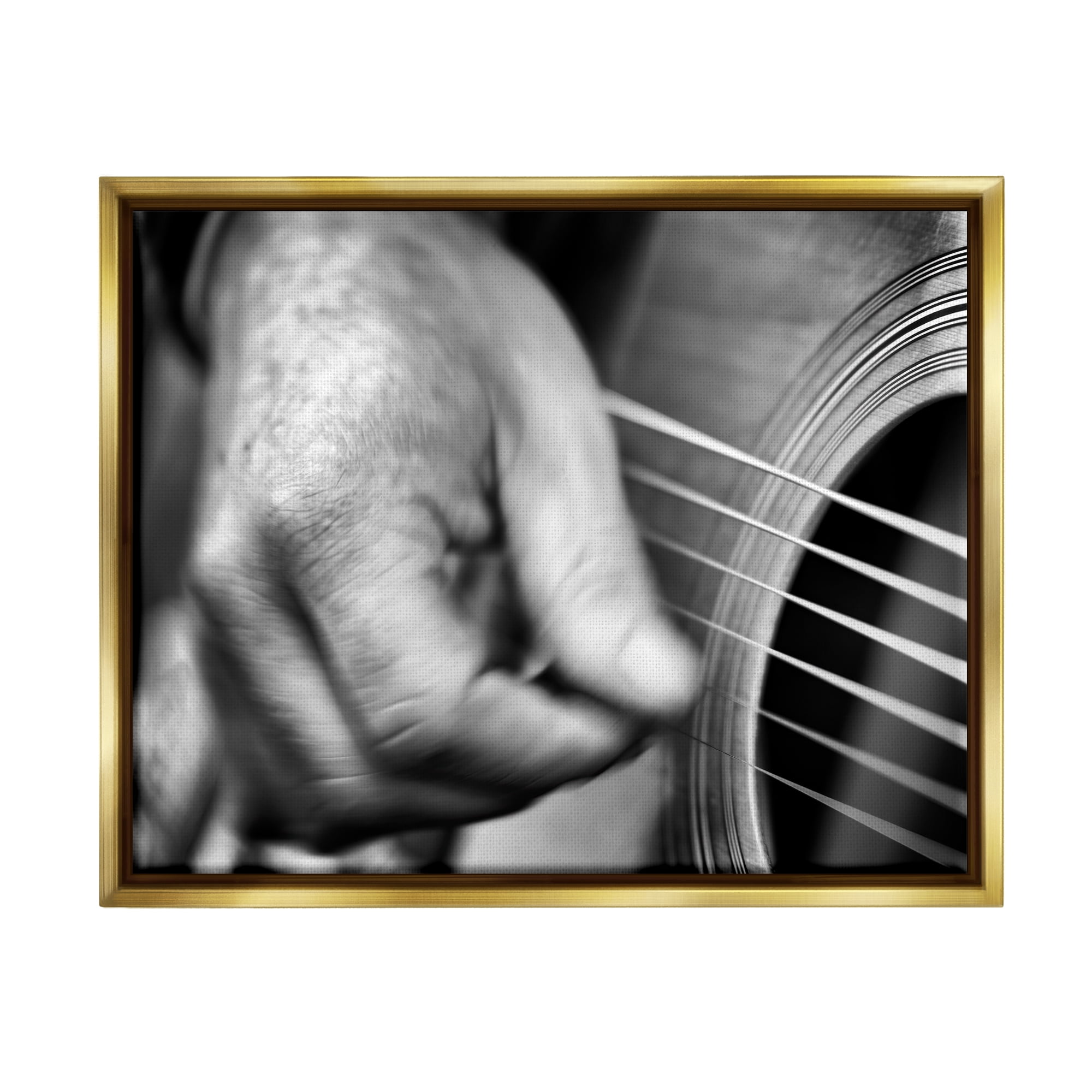 Stupell Guitar Playing Musician Up Close Beauty & Fashion Photography Gold Floater Framed Art Print Wall Art