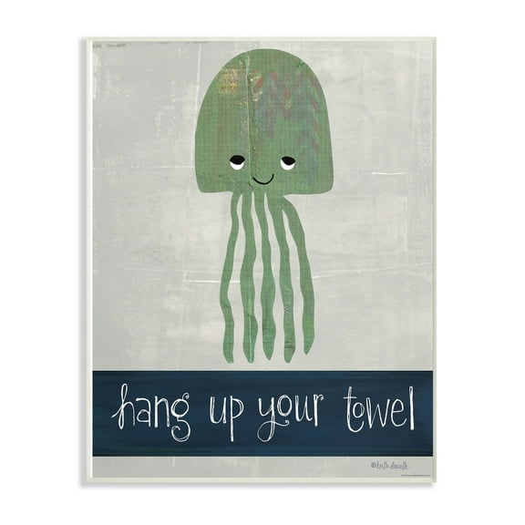 Stupell Hang Up Your Towel Jellyfish Wall Plaque Art, 10 x 0.5 x 15, A 10 x 15