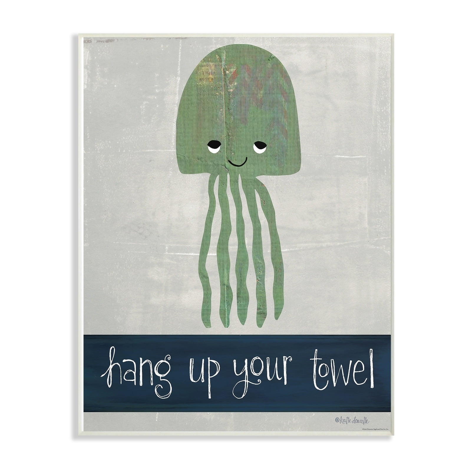 Stupell Hang Up Your Towel Jellyfish Wall Plaque Art, 10 x 0.5 x 15, A 13 x 19