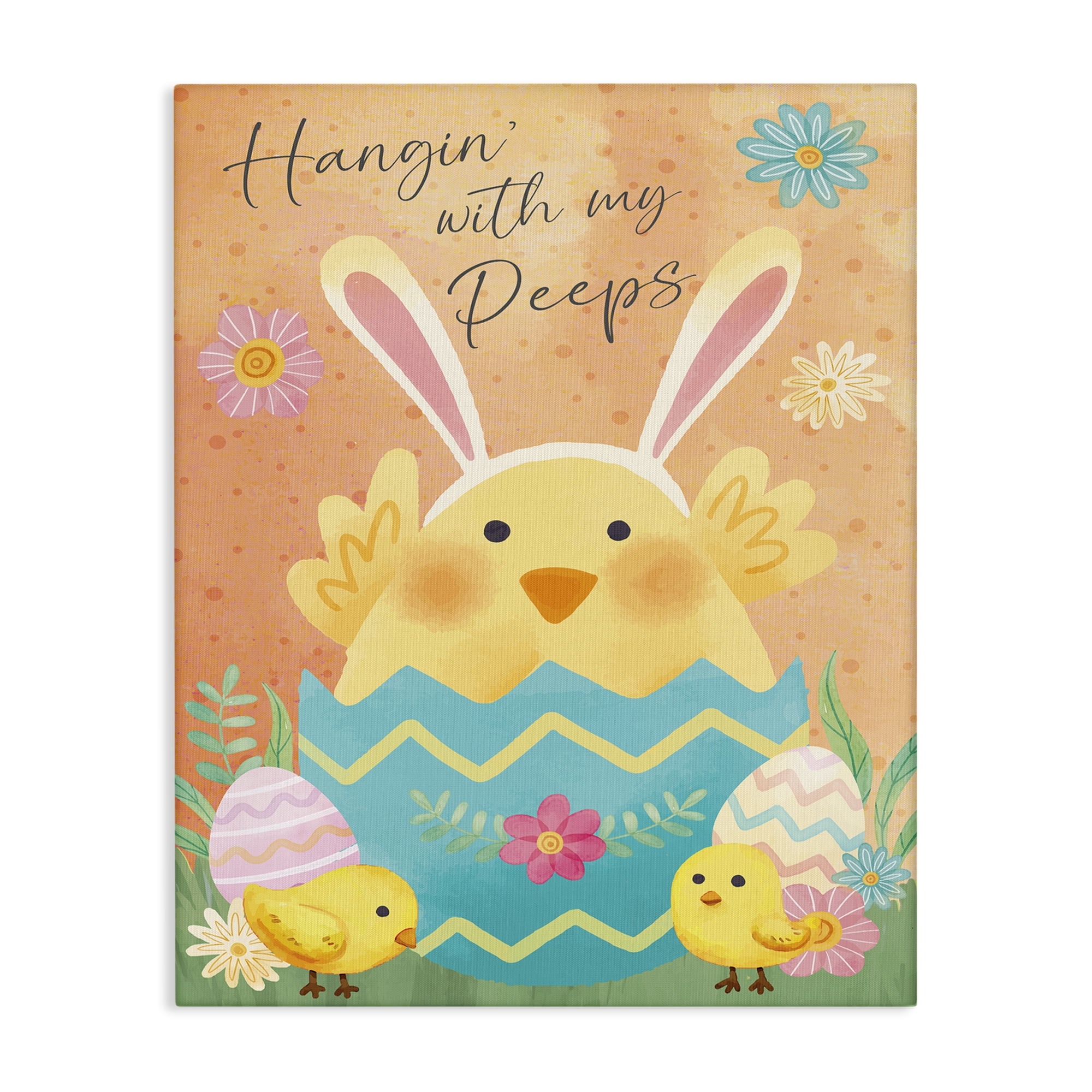 Hangin' With My Peeps Easter Egg Chicks Canvas Art, 36 x 48, By Nicole DeCamp