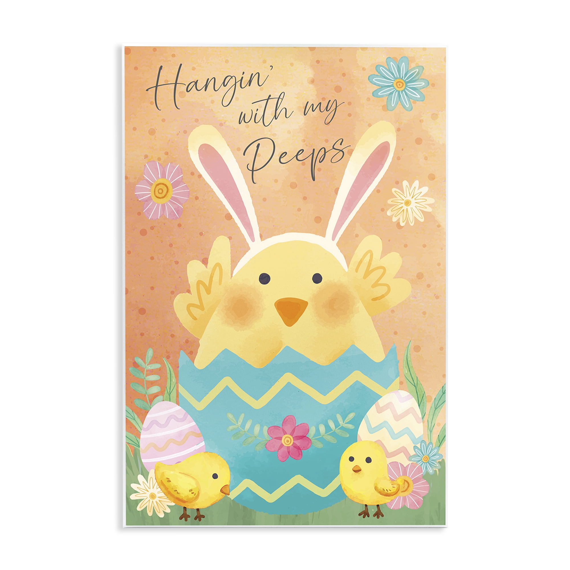 Hangin' With My Peeps Easter Egg Chicks Wall Plaque Art, 13 x 19, By Nicole DeCamp
