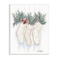thumbnail image 1 of Stupell Hanging White Knit Stockings Festive Holly Detail Wood Wall Art - Multi-Color 13 x 19, 1 of 5