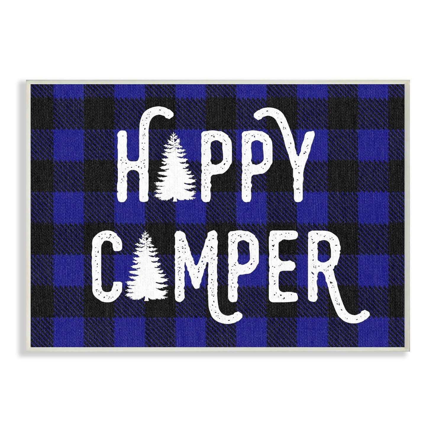 Stupell Happy Camper Buffalo Plaid Wall Plaque Art