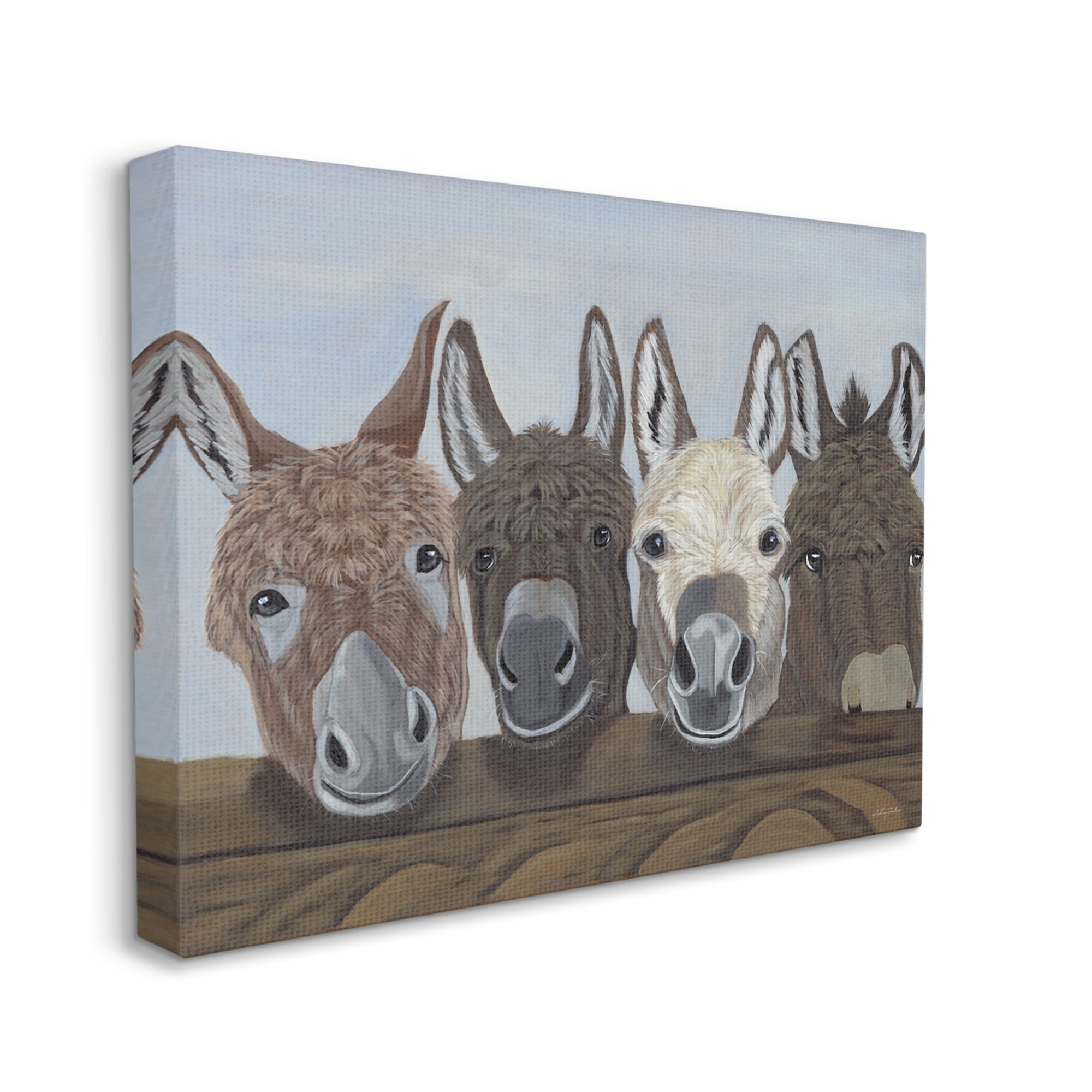 Happy Donkeys Rustic Farmhouse Portrait Canvas Print