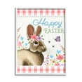 thumbnail image 1 of Stupell Happy Easter Floral Gingham Rabbit Holiday Painting White Framed Art Print Wall Art, 1 of 7