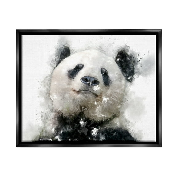Stupell Happy Panda Bear Face Animals & Insects Painting Black Floater Framed Art Print Wall Art