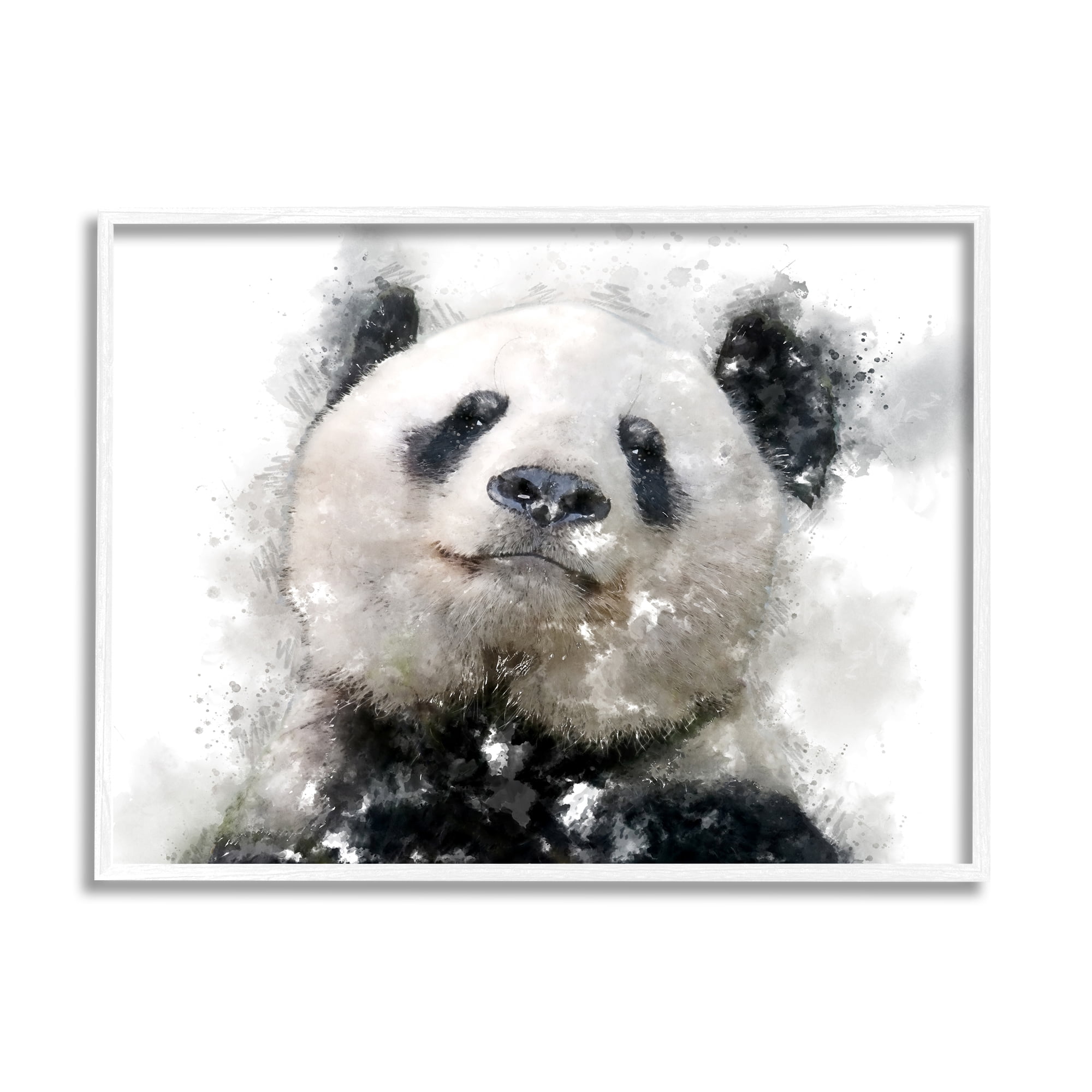 Stupell Happy Panda Bear Face Animals & Insects Painting White Framed Art Print Wall Art