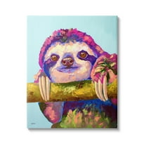 Stupell Happy Sloth Bold Wildlife Animal Animals & Insects Painting Gallery Wrapped Canvas Print Wall Art