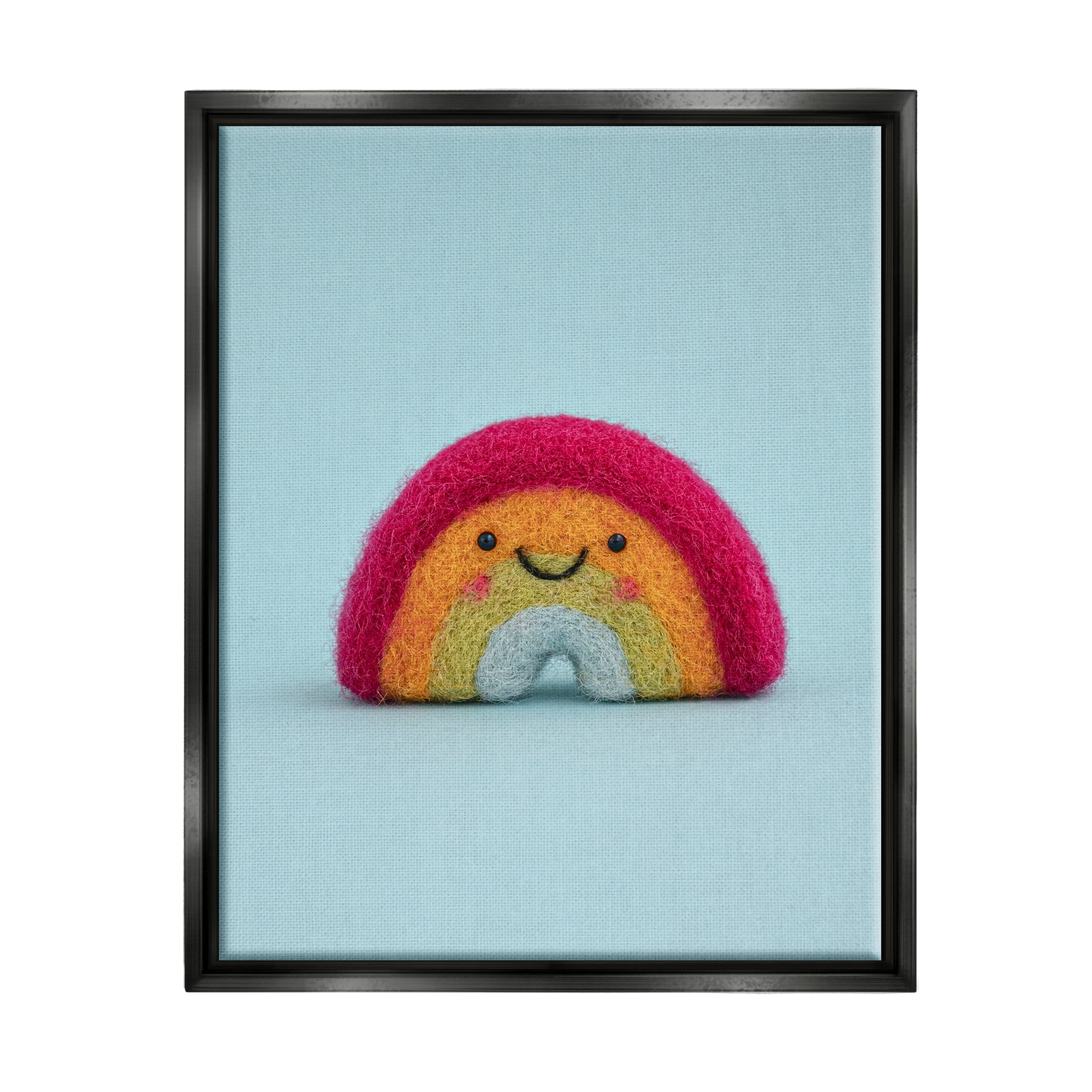 Stupell Happy Smiling Rainbow Blue Background Landscape Photography Black Floater Framed Art Print Wall Art