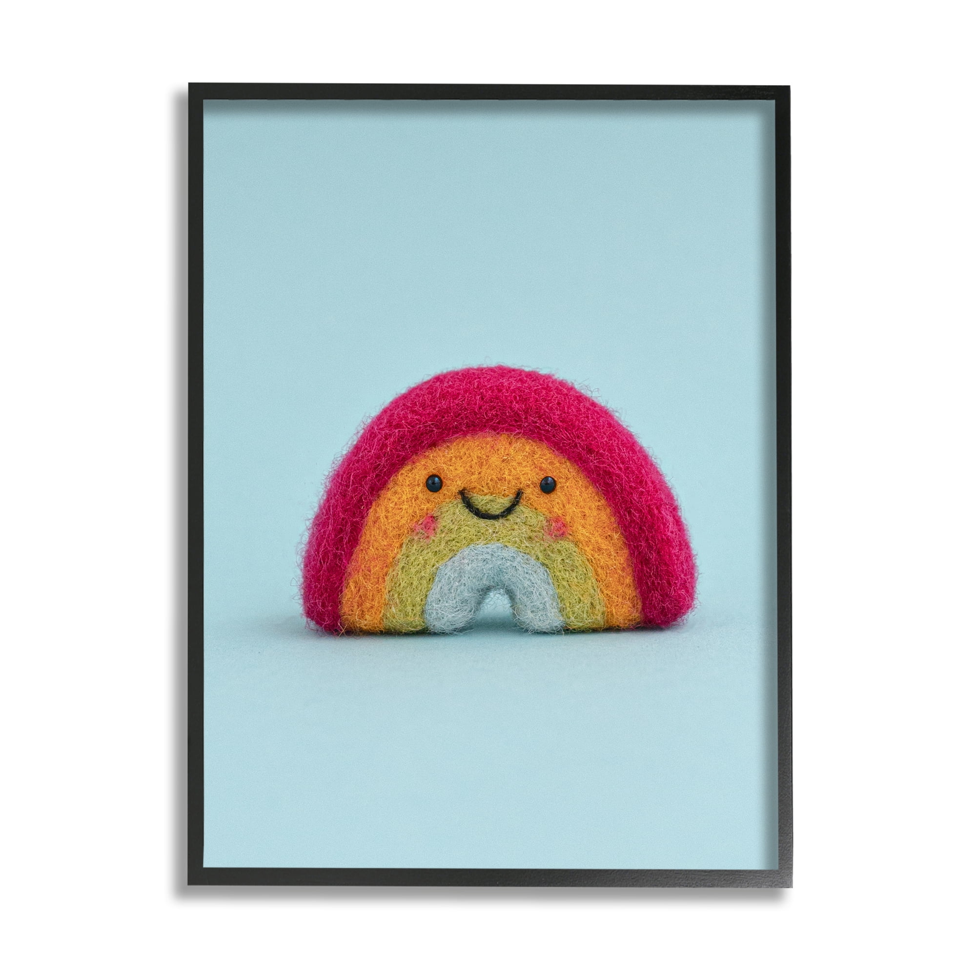 Stupell Happy Smiling Rainbow Blue Background Landscape Photography Black Framed Art Print Wall Art