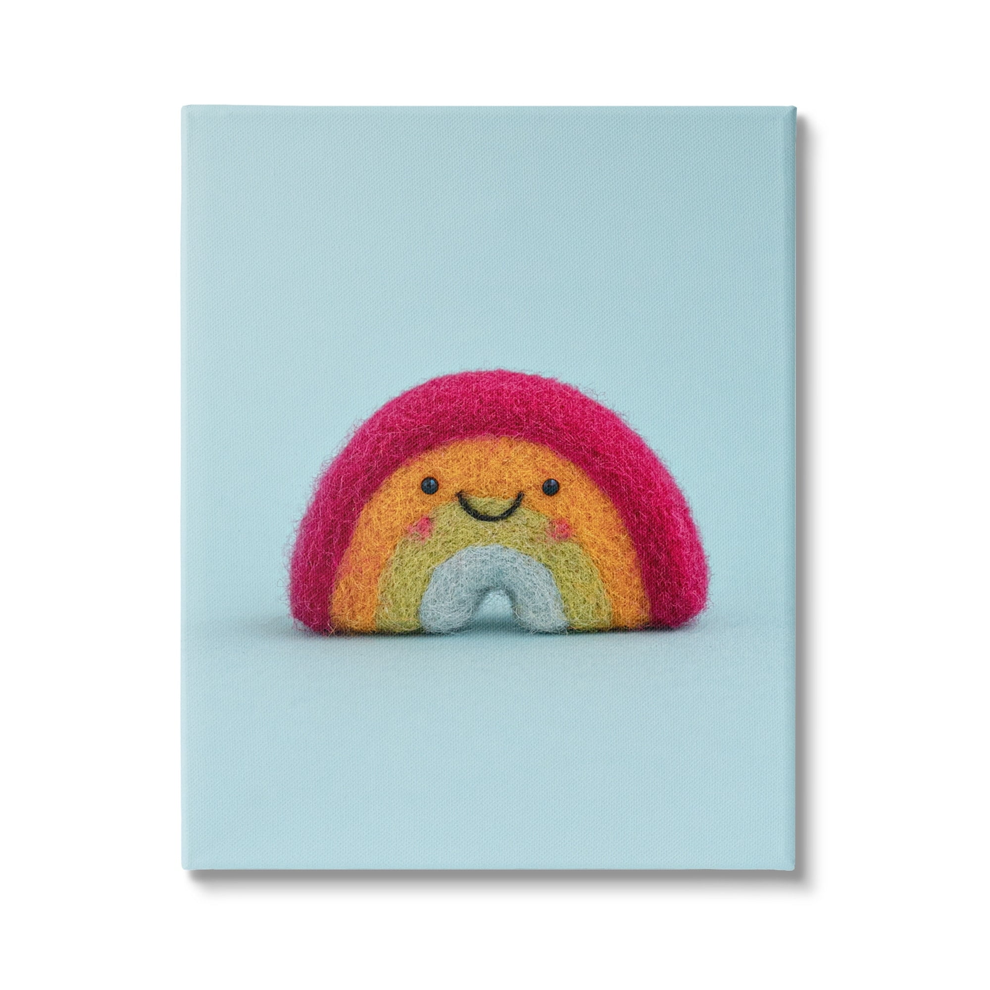 Stupell Happy Smiling Rainbow Blue Background Landscape Photography Gallery Wrapped Canvas Print Wall Art