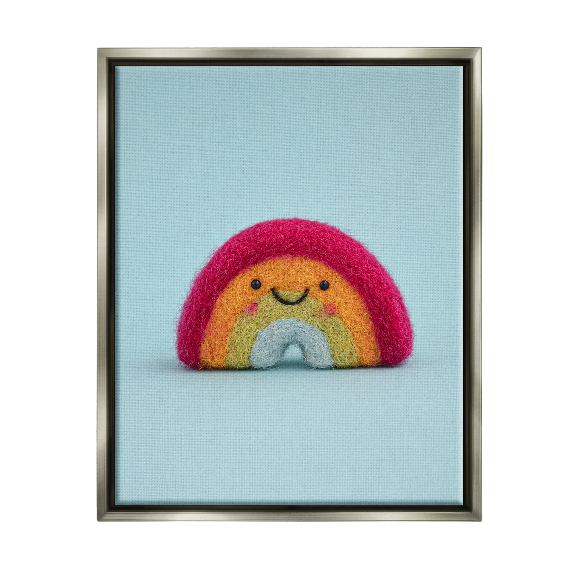 Stupell Happy Smiling Rainbow Blue Background Landscape Photography Gray Floater Framed Art Print Wall Art