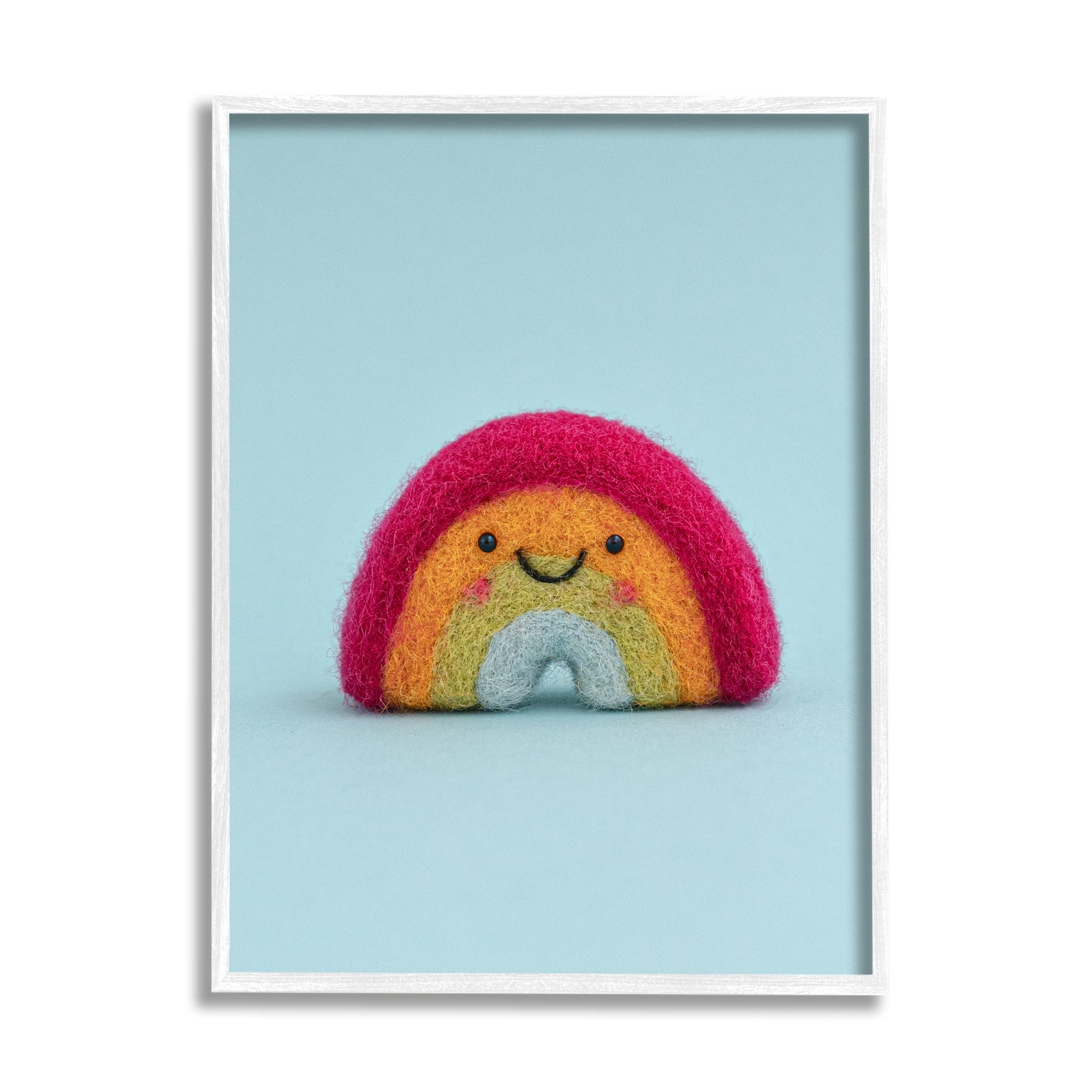 Stupell Happy Smiling Rainbow Blue Background Landscape Photography White Framed Art Print Wall Art