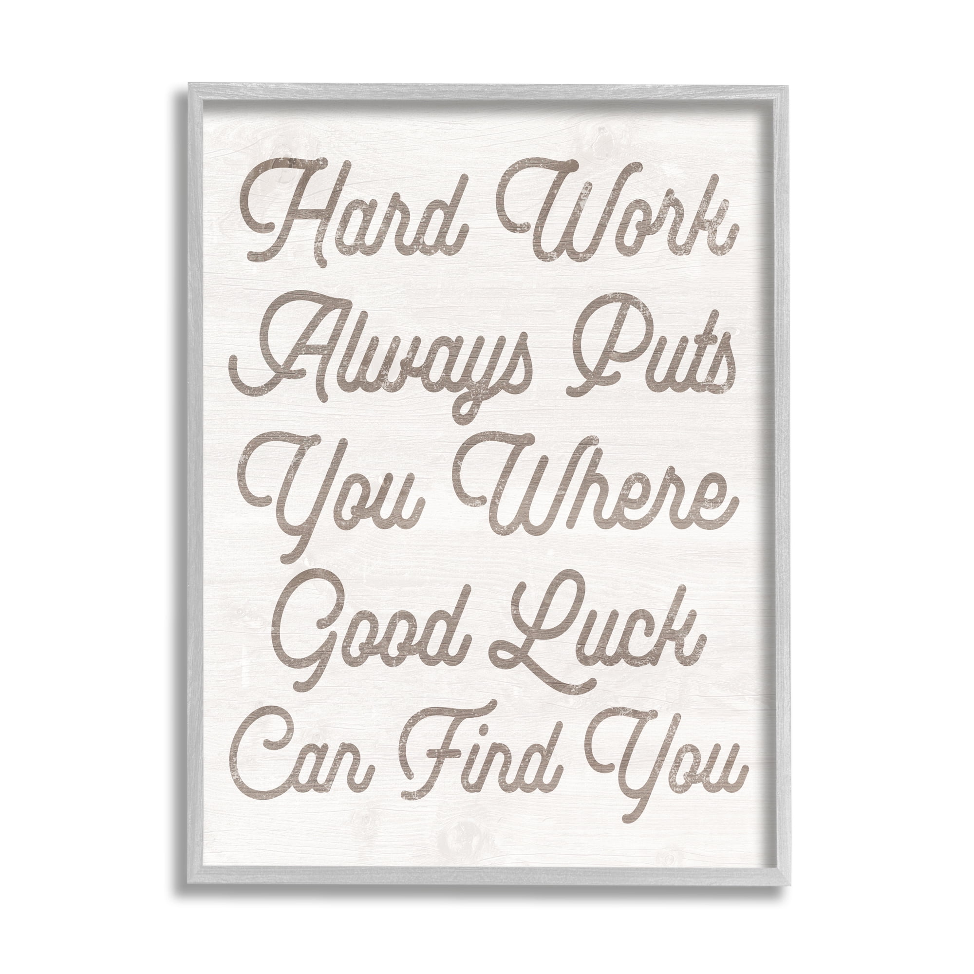 Stupell Hard Work Motivational Phrase Inspirational Painting Gray Framed Art Print Wall Art