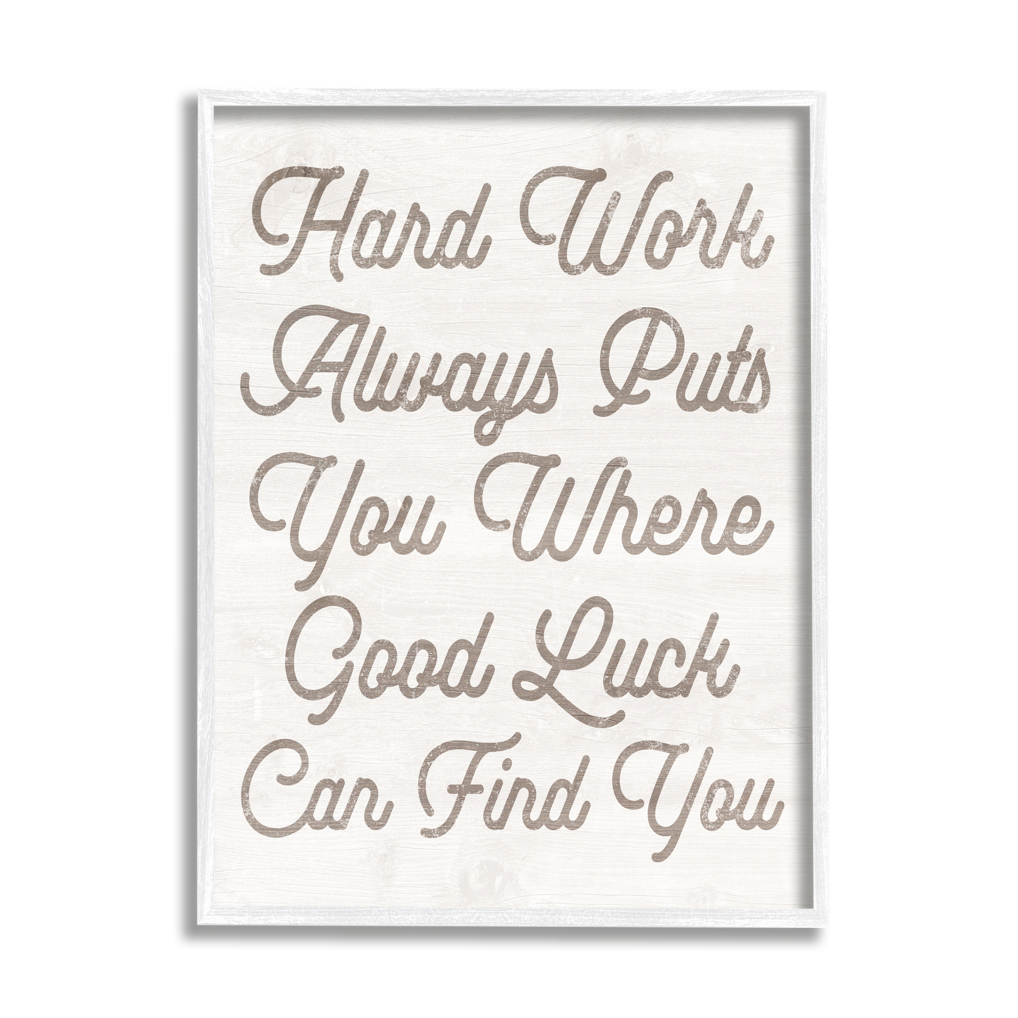 Stupell Hard Work Motivational Phrase Inspirational Painting White Framed Art Print Wall Art