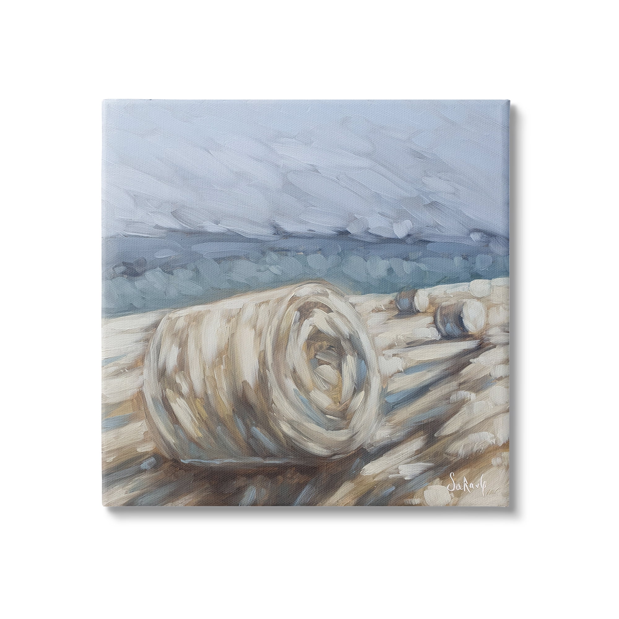 Stupell Hay Bales Rural Farm Field Landscape Painting Gallery Wrapped Canvas Print Wall Art