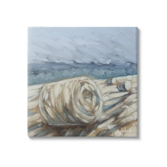 Stupell Hay Bales Rural Farm Field Landscape Painting Gallery Wrapped Canvas Print Wall Art