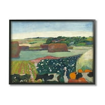 Stupell Haystacks In Brittany Gauguin Classic Landscape Painting Black Framed Art Print Wall Art