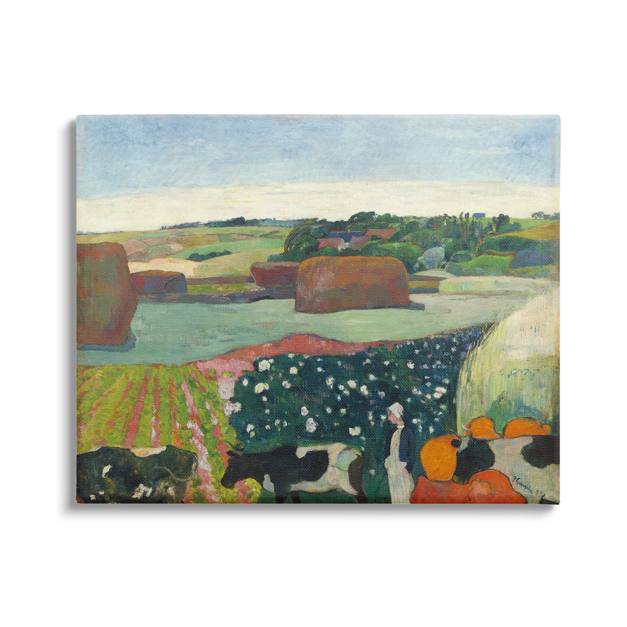 Stupell Haystacks In Brittany Gauguin Classic Landscape Painting Gallery Wrapped Canvas Print Wall Art