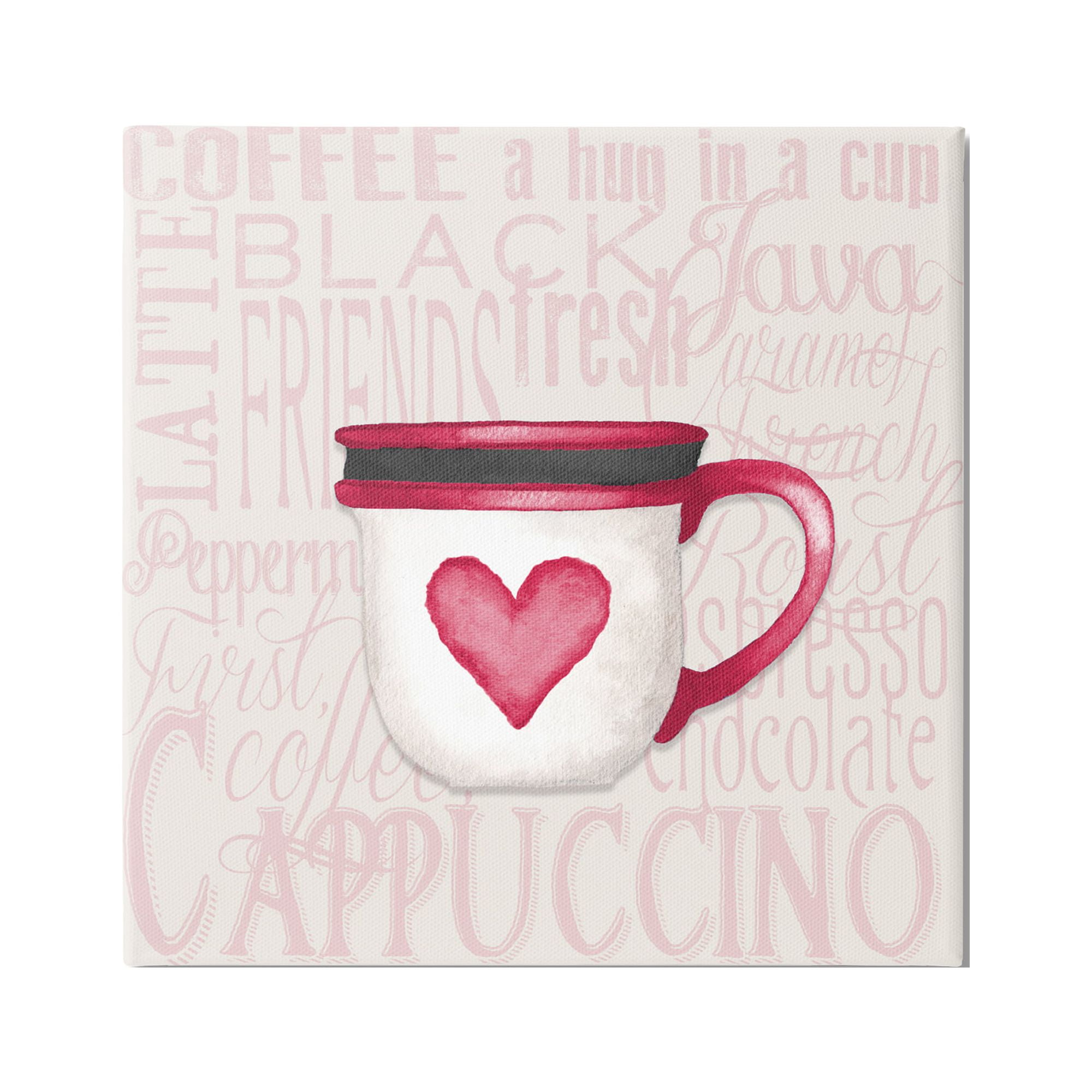 Stupell Heart Coffee Mug Latte Kitchen Food & Beverage Painting Gallery Wrapped Canvas Print Wall Art