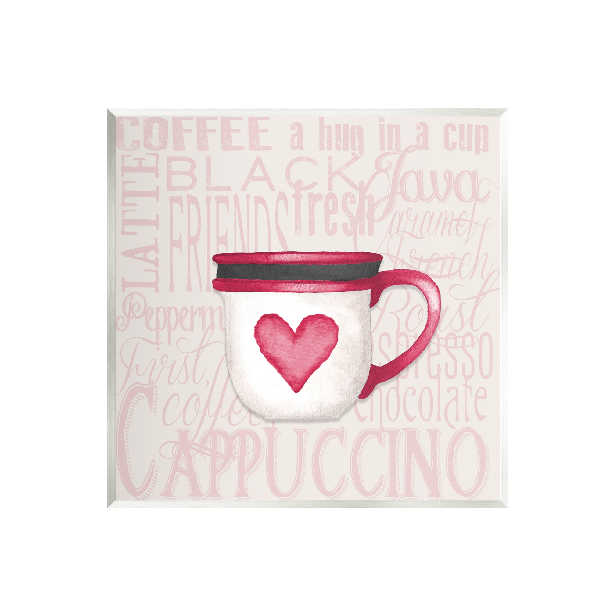 Stupell Heart Coffee Mug Latte Kitchen Food & Beverage Painting Wall Plaque Unframed Art Print Wall Art