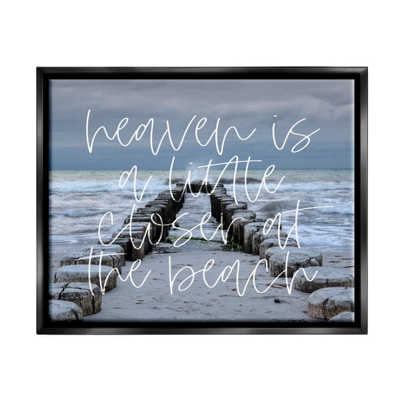 Stupell Heaven Closer At Beach Coastal Landscape Painting Black Floater Framed Art Print Wall Art