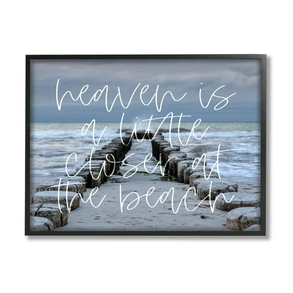 Stupell Heaven Closer At Beach Coastal Landscape Painting Black Framed Art Print Wall Art