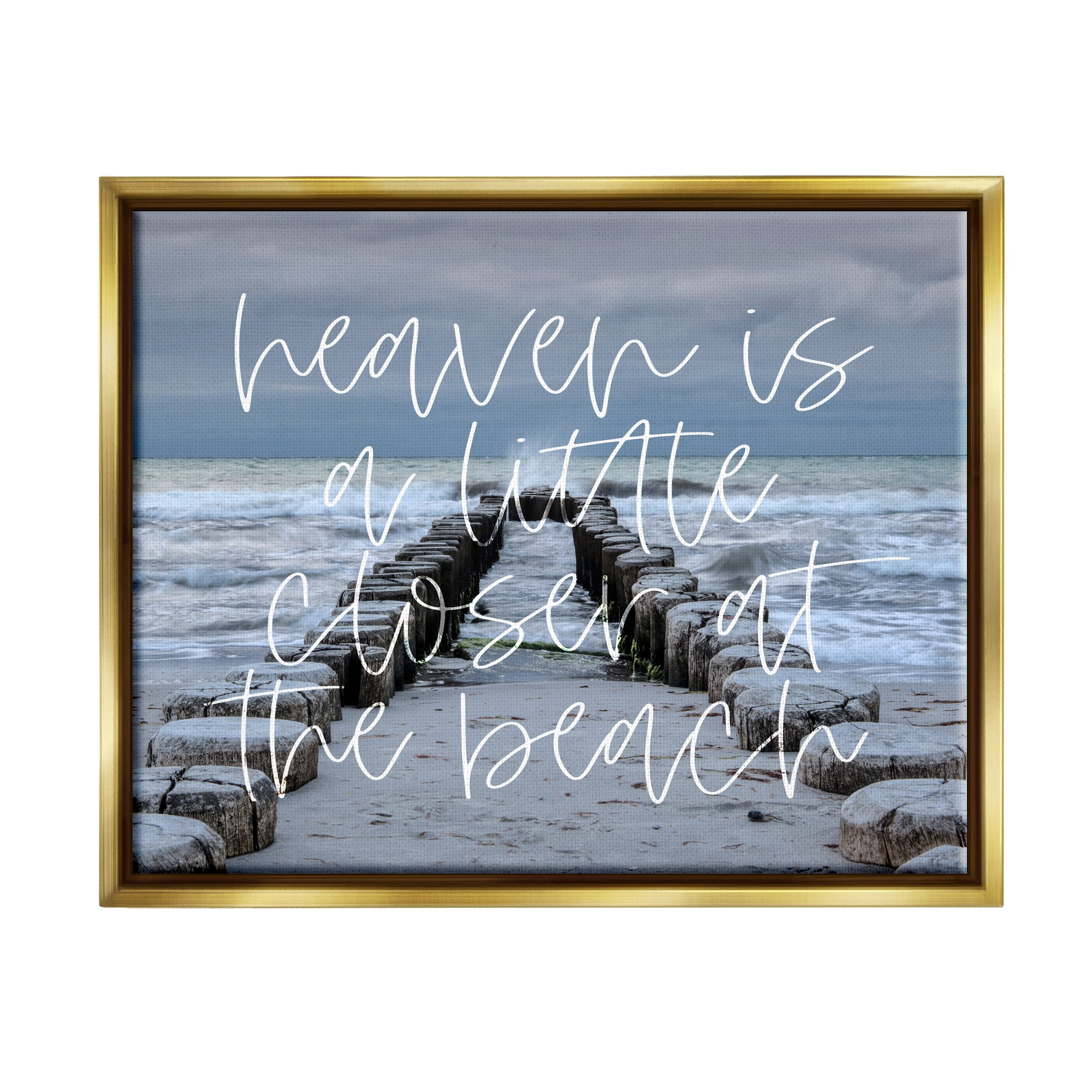 Stupell Heaven Closer At Beach Coastal Landscape Painting Gold Floater Framed Art Print Wall Art