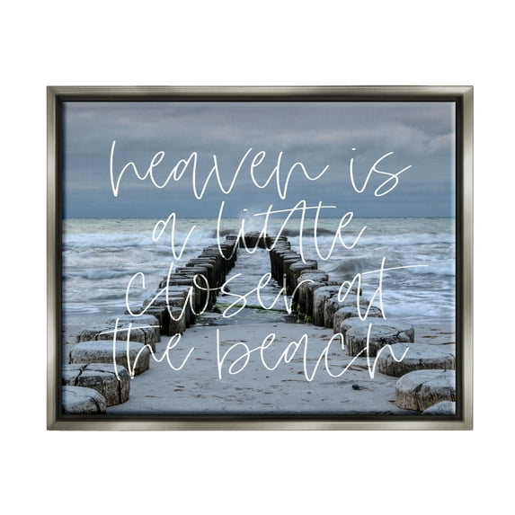 Stupell Heaven Closer At Beach Coastal Landscape Painting Gray Floater Framed Art Print Wall Art
