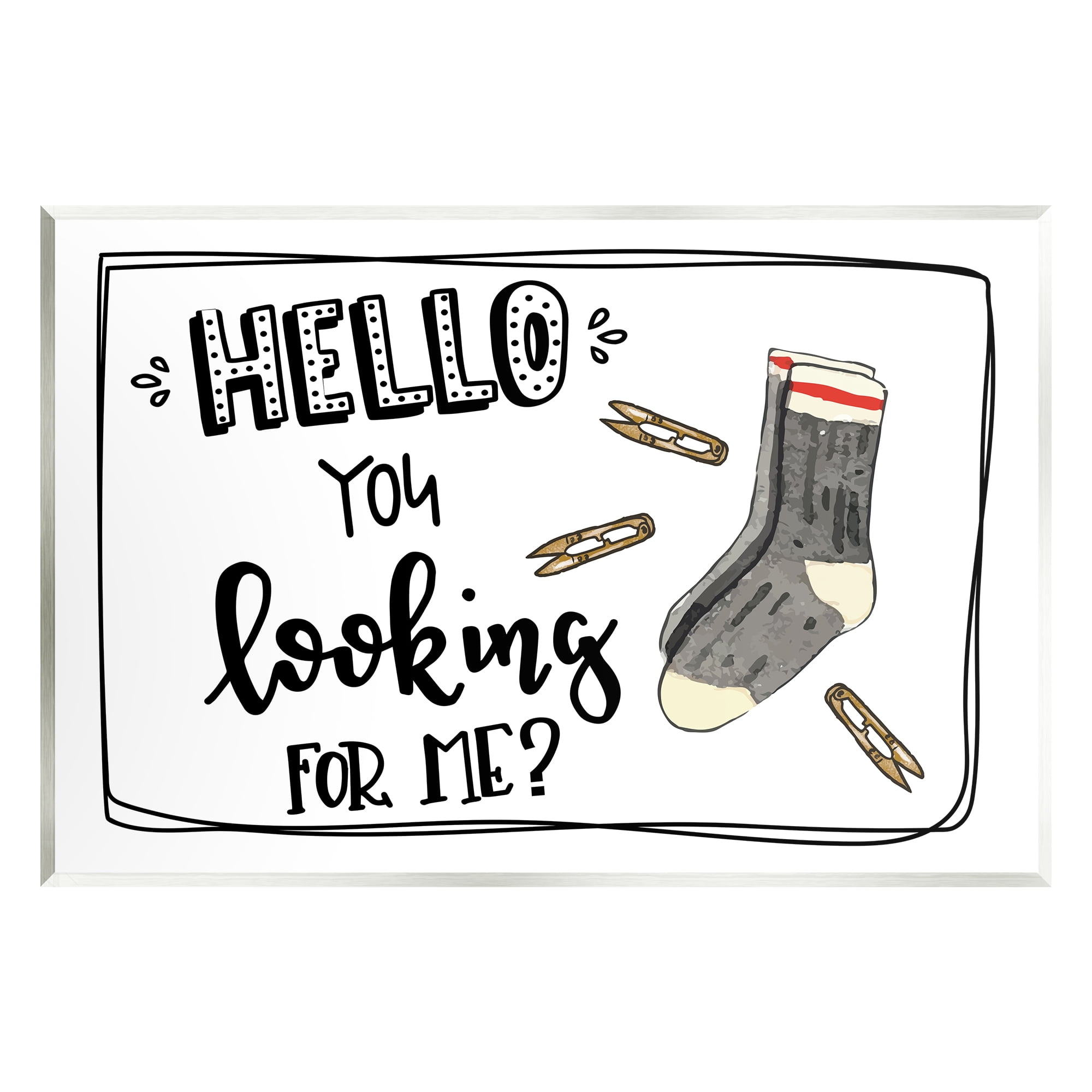 Stupell Hello Looking For Me Missing Sock Laundry Typography Painting Wall Plaque Unframed Art Print Wall Art