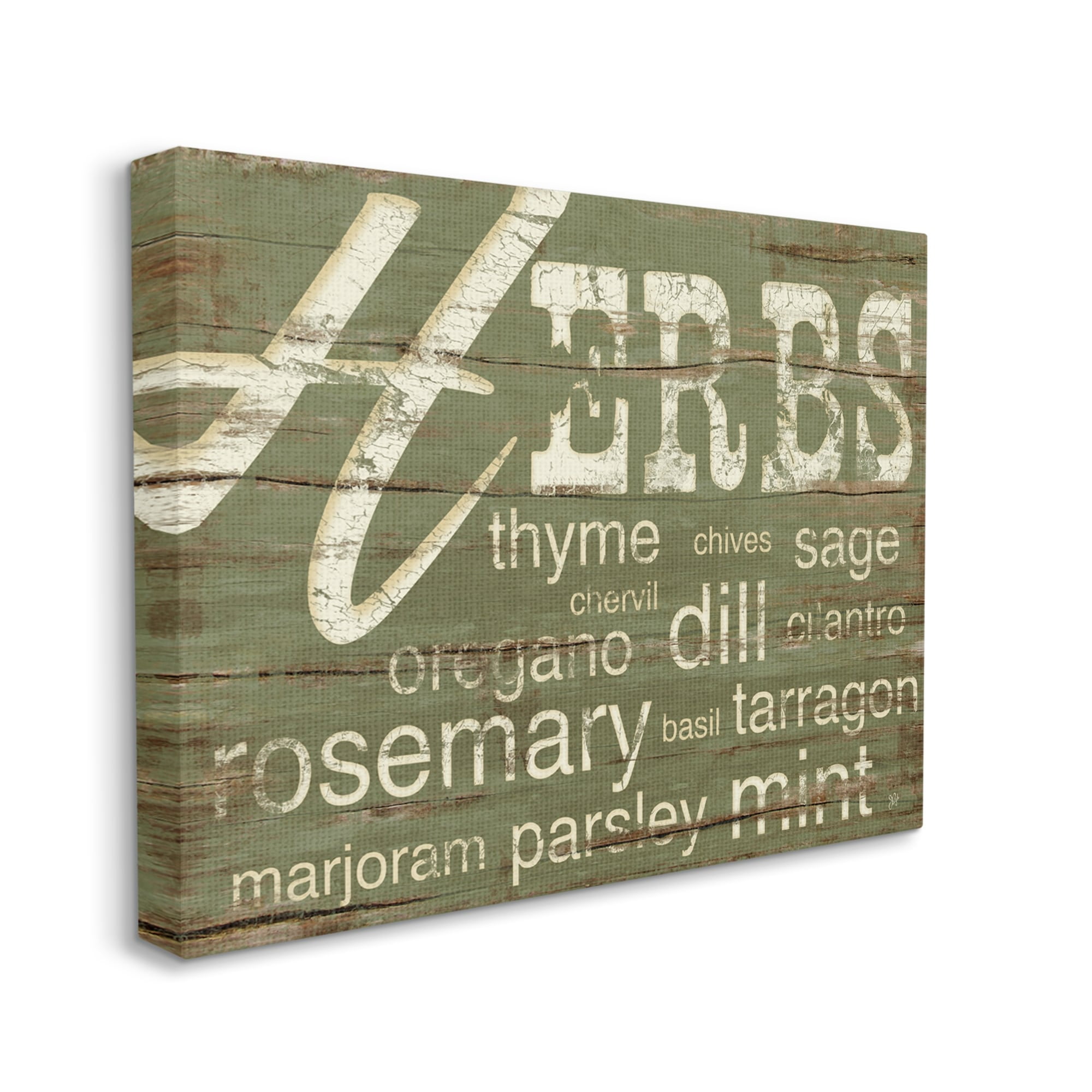 Stupell Herbs And Words Green Kitchen Canvas Art, 24 x 1.5 x 30