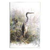 Stupell Heron Bird Water's Edge Pond Animals & Insects Painting Wall Plaque Unframed Art Print Wall Art