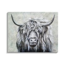 Stupell Highland Cattle Distressed Rustic Animals & Insects Painting Gallery Wrapped Canvas Print Wall Art