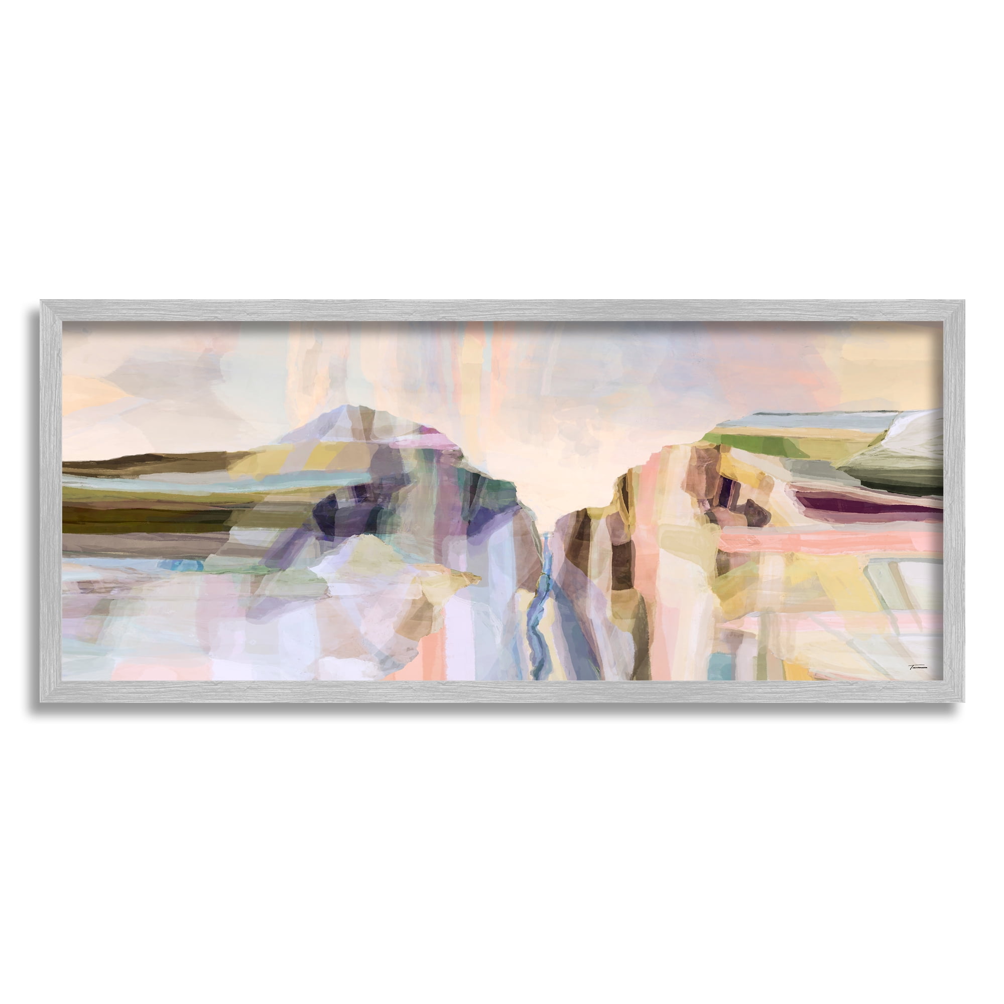 Stupell Hilltop Abstraction Pastel Peaks Abstract Painting Gray Framed Art Print Wall Art