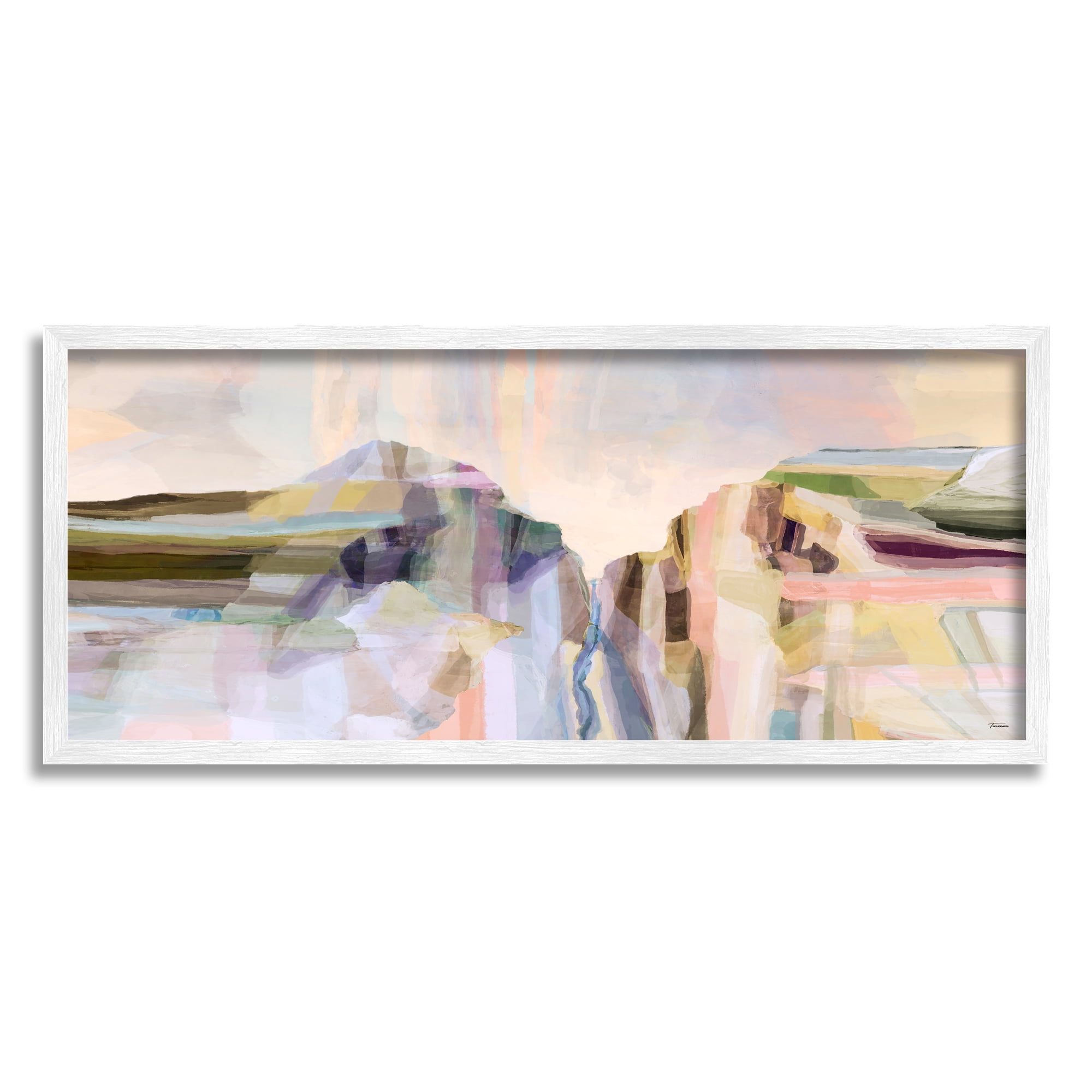 Stupell Hilltop Abstraction Pastel Peaks Abstract Painting White Framed Art Print Wall Art