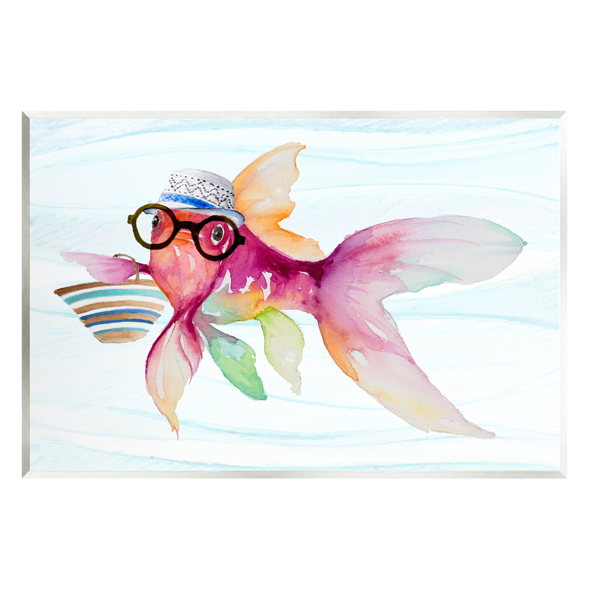 Stupell Hipster Fish Funny Sea Life Landscape Painting Wall Plaque Unframed Art Print Wall Art