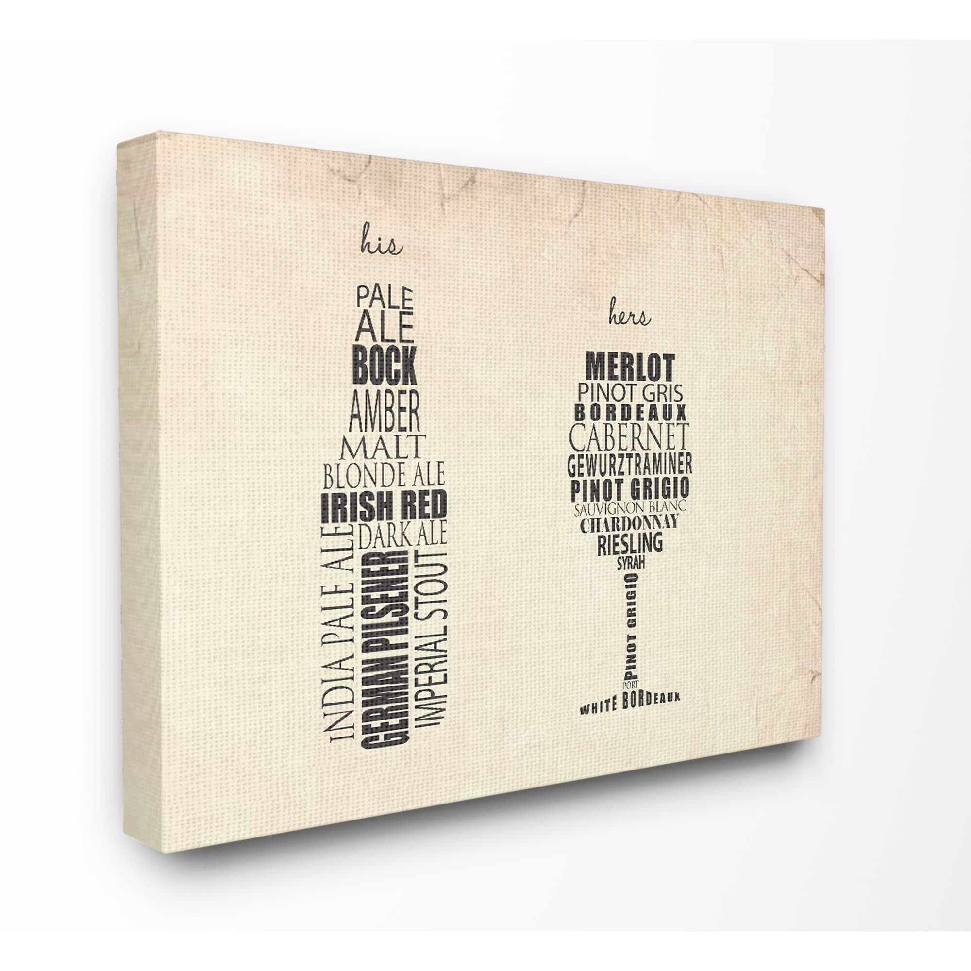 Stupell His And Hers Wine And Beer Kitchen Wall Art 30x40