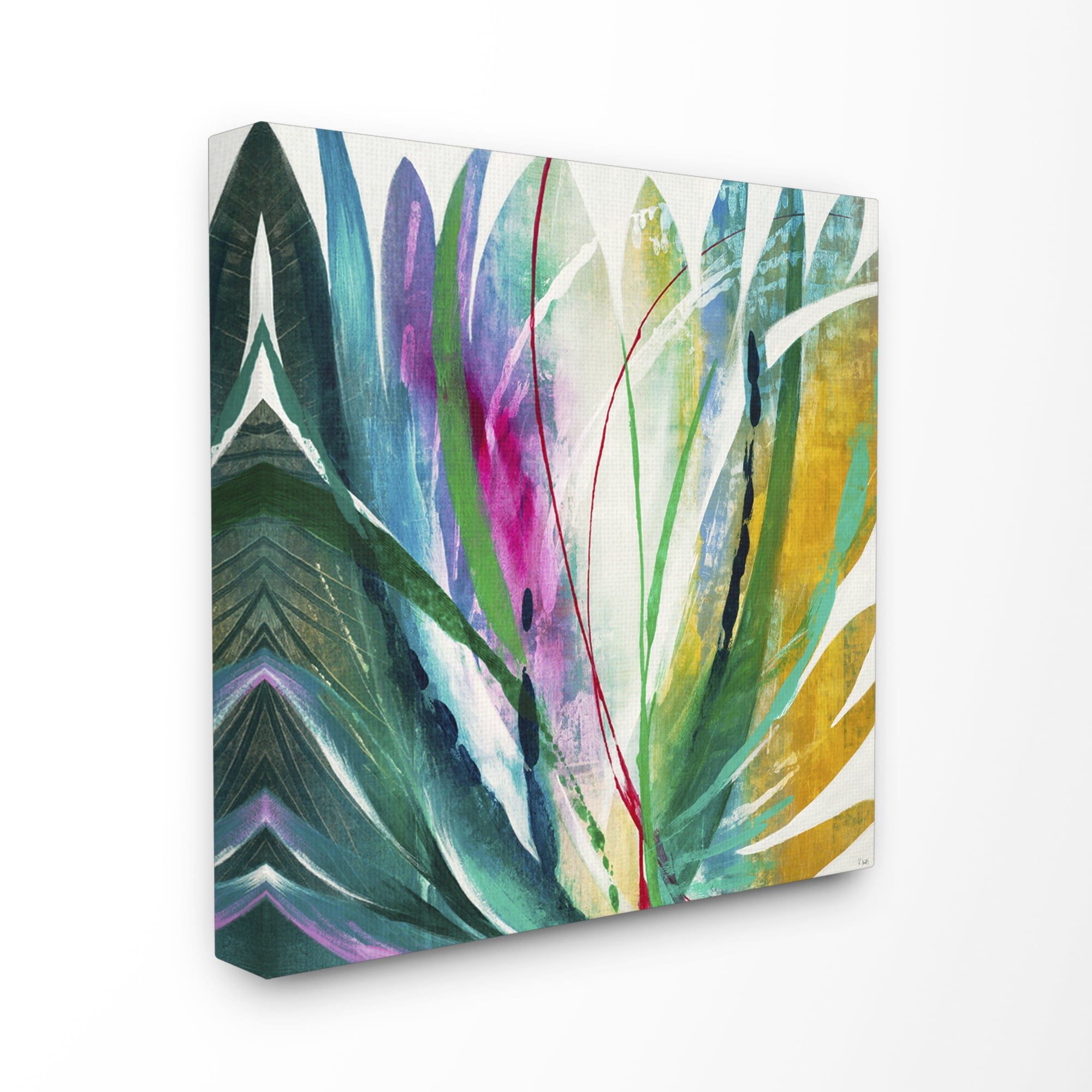 Colorful Abstract Fern Shapes Canvas Wall Art for Kids Room