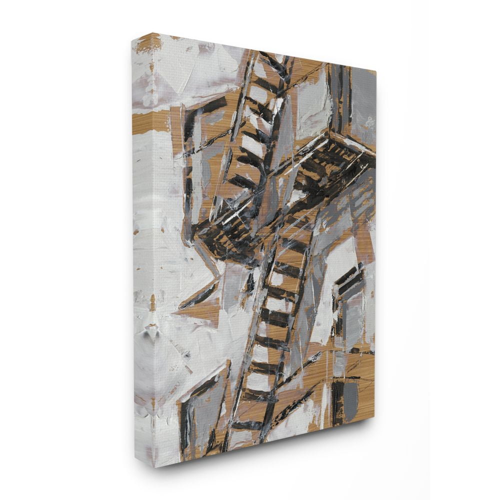 Abstract Silver and Gold Cityscape Canvas Wall Art
