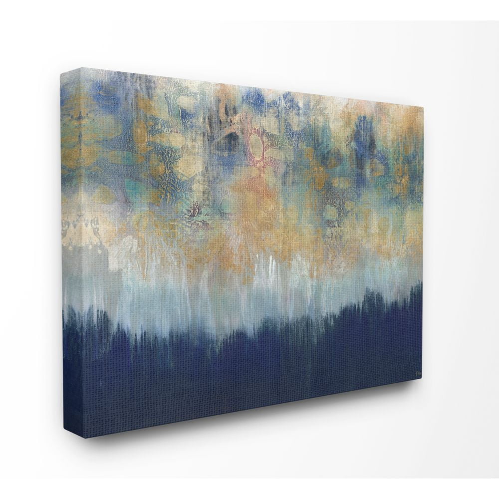 Abstract Gold and Blue Textured Canvas Wall Art 36" x 48"