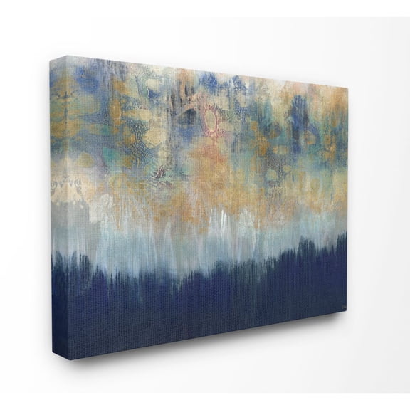 Stupell Home Décor Abstract Gold Blue Textured Surface Painting Canvas Wall Art by Third and Wall