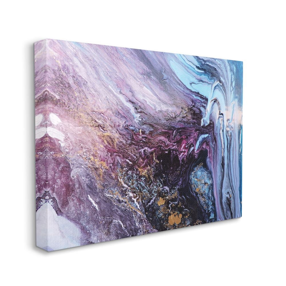 Stupell Home Décor Abstract Liquid Purple Blue Texture Painting Canvas Wall Art by Leticia Herrera
