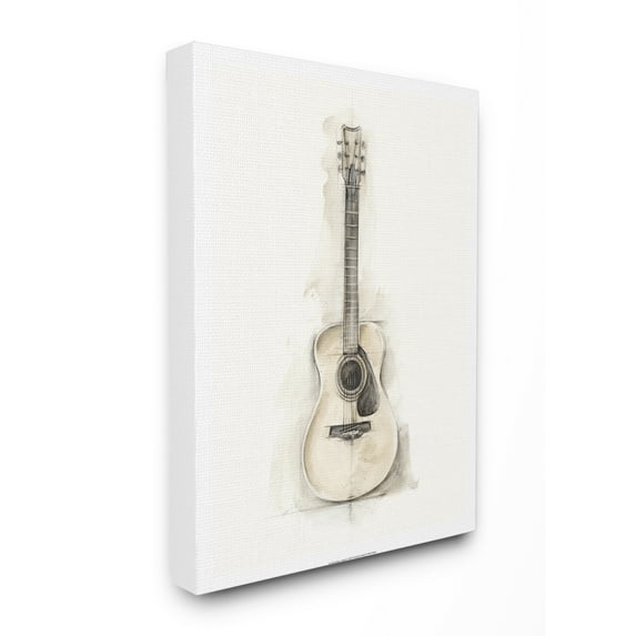 Stupell Home Décor Acoustic Guitar Watercolor Drawing Canvas Wall Art by Ethan Harper
