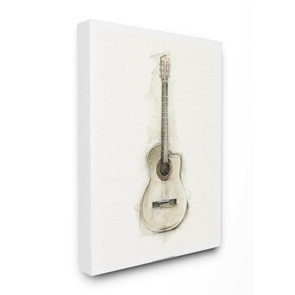 Stupell Home Décor Acoustic Guitar Watercolor Drawing Design Canvas Wall Art by Ethan Harper