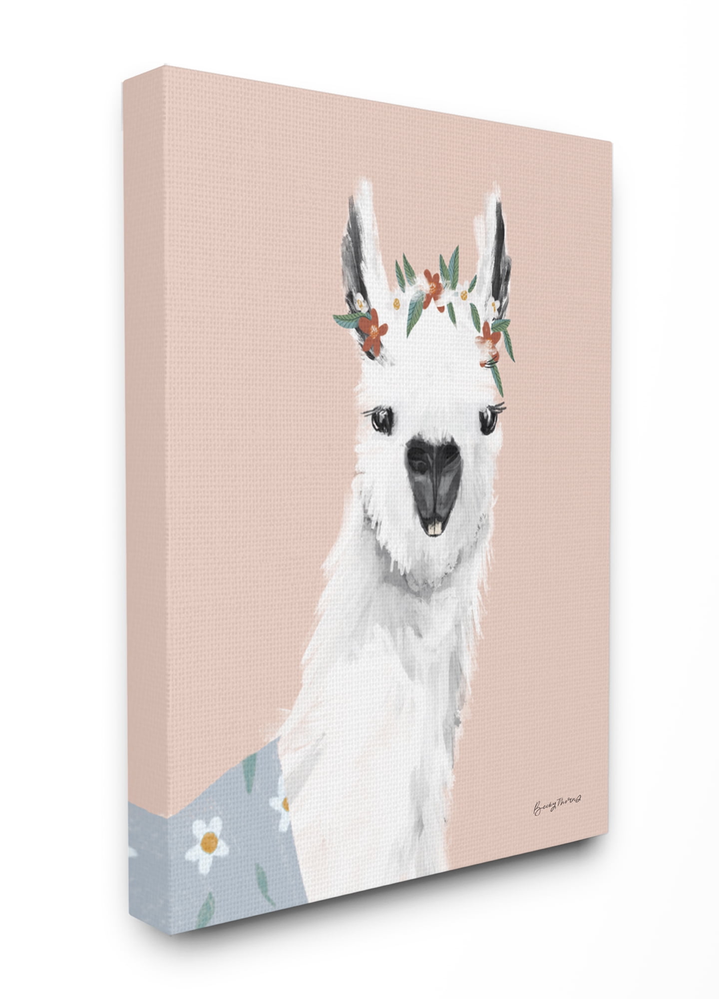 Stupell Home Décor Alpaca Portrait Tropical Fashion Animal Painting Canvas Wall Art by Becky Thorne