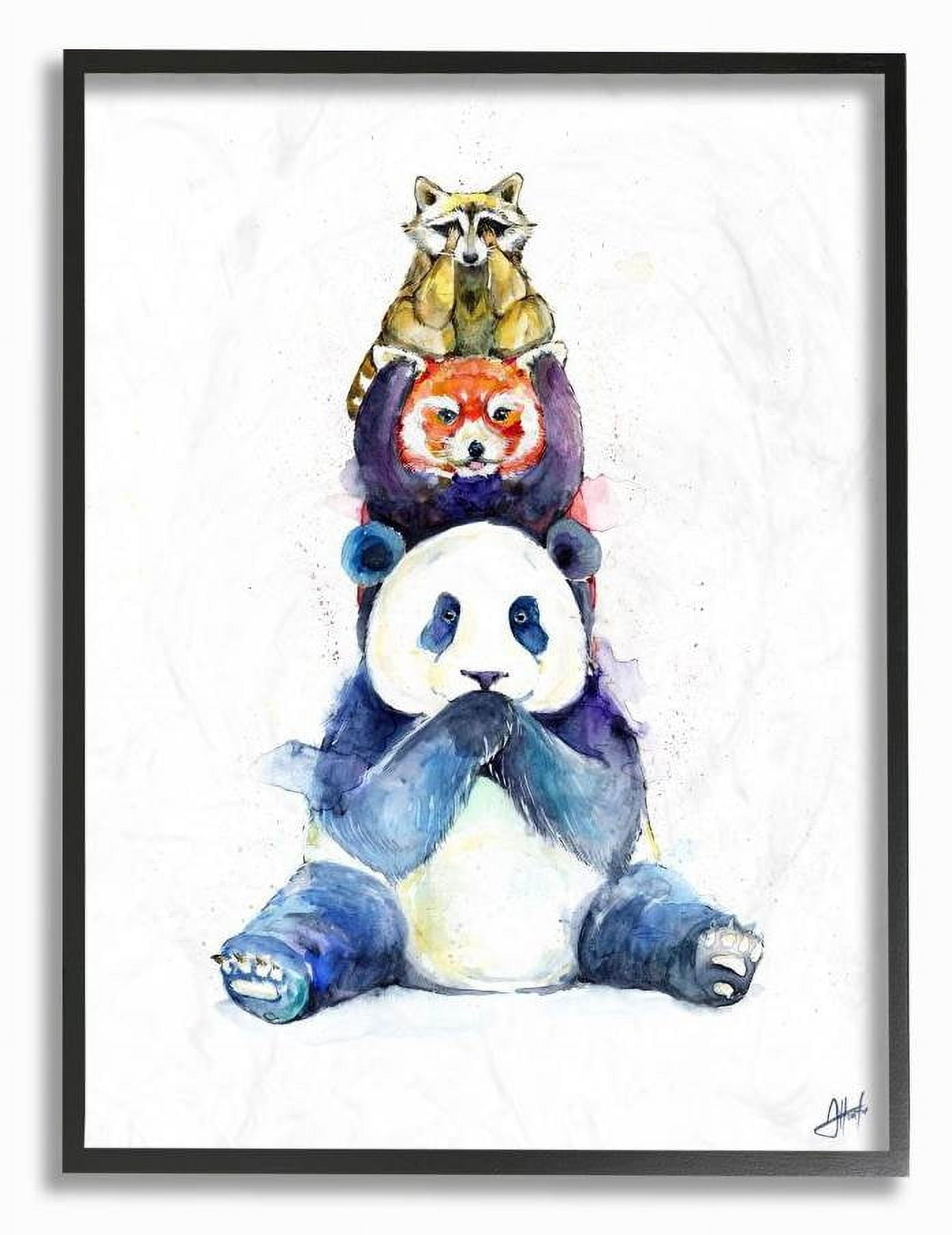Stupell Industries See Hear Speak No Evil Cute Animal Watercolor Painting Framed Wall Art by Marc Allante