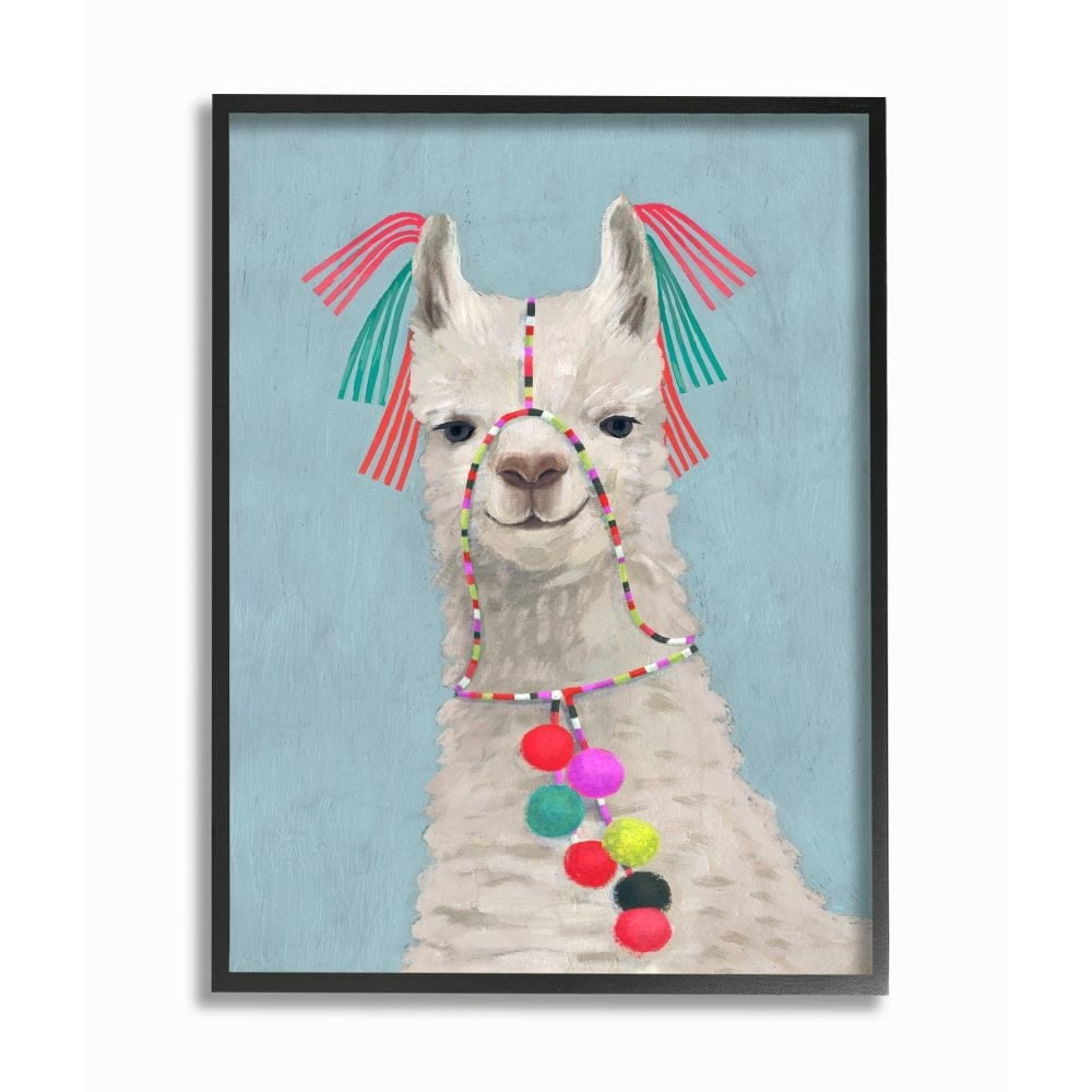 Stupell Industries Llama Adorned in Tassels and Pom Poms Painting Framed Wall Art by Victoria Borges
