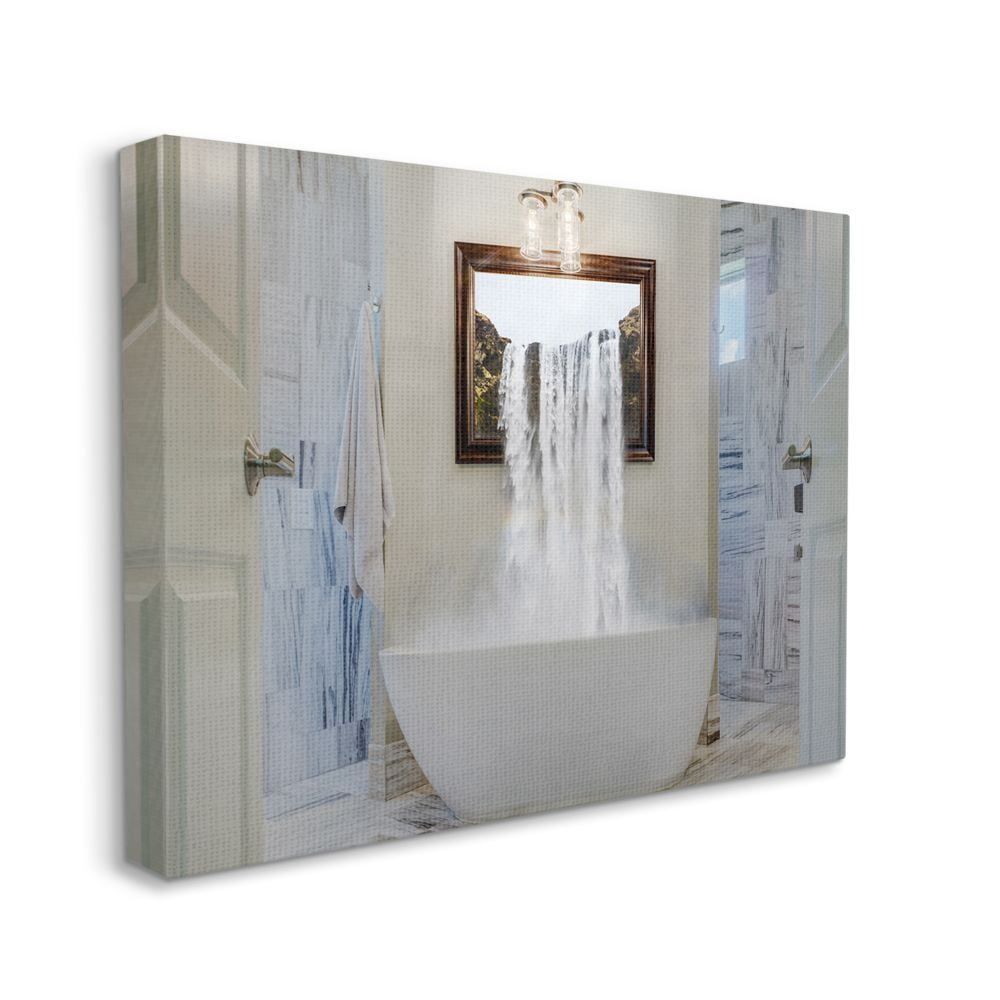 Stupell Home Décor Bathtub Waterfall Abstract Bathroom Photograph Canvas Wall Art by Milli Villa
