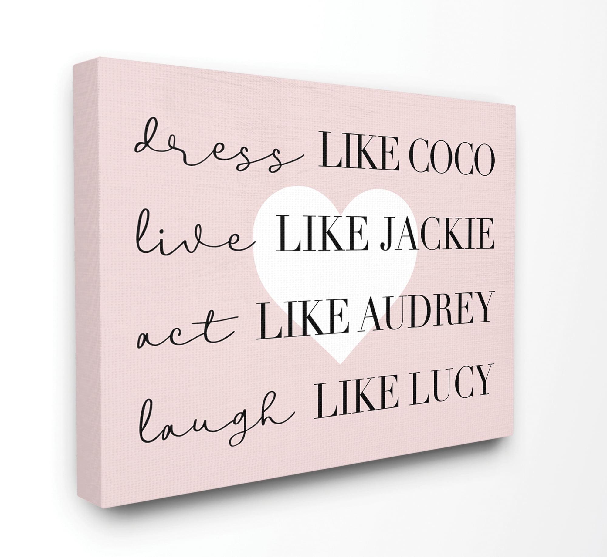 Stupell Home Décor Be Like Glam Fashion Pink White Heart Word Design Canvas Wall Art by Daphne Polselli