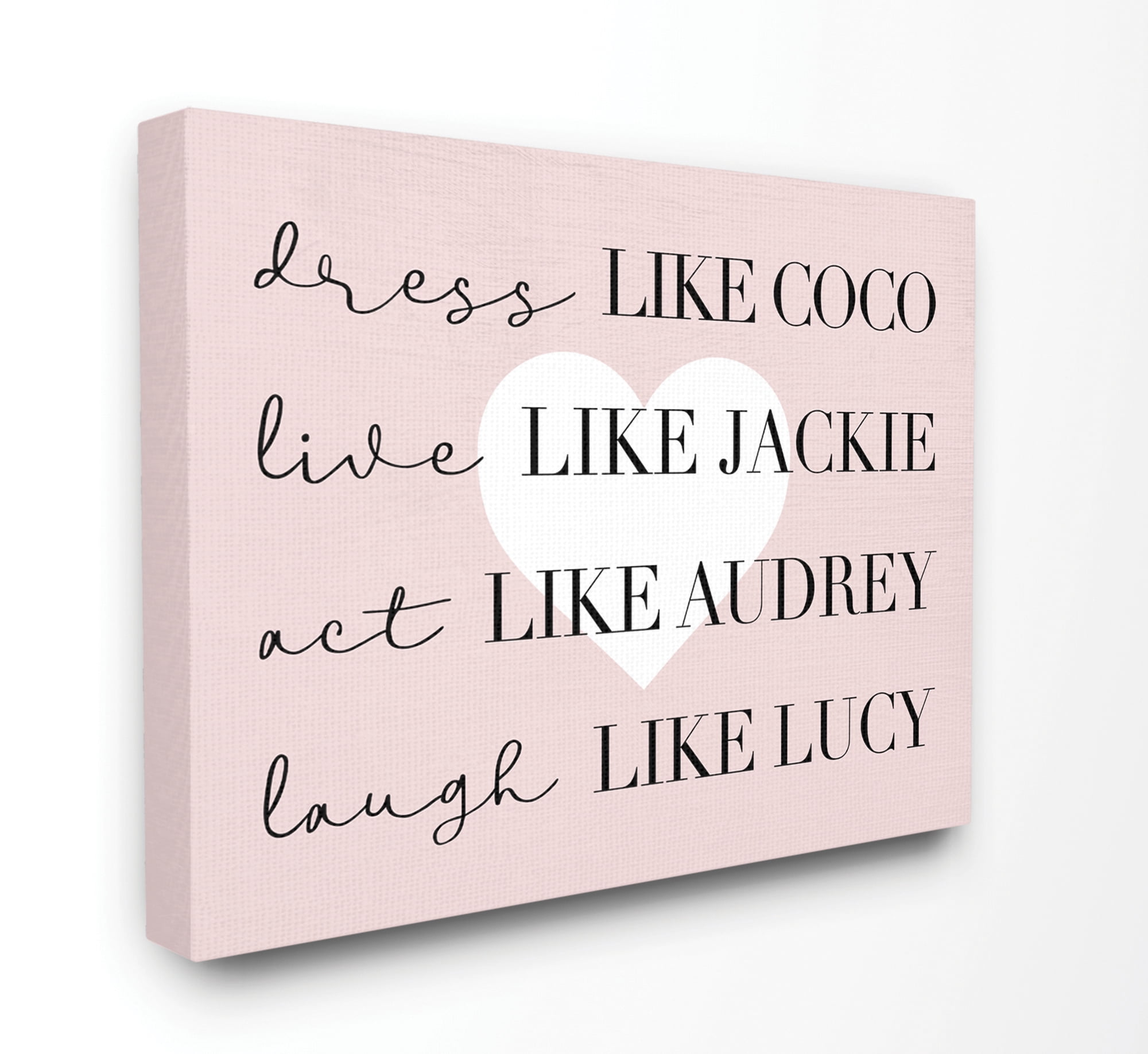 Stupell Home Décor Be Like Glam Fashion Pink White Heart Word Design Canvas Wall Art by Daphne Polselli